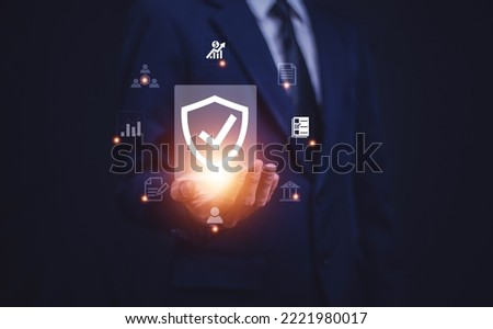 Businessman buy insurance online concept, life insurance and health care insurance 