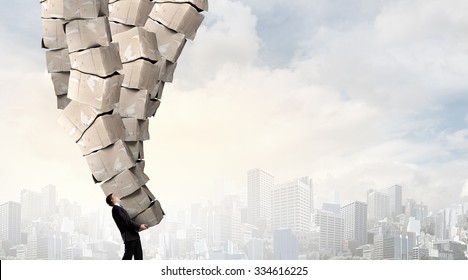 Businessman Carrying Big Stack Carton Boxes Stock Photo 334616225 ...