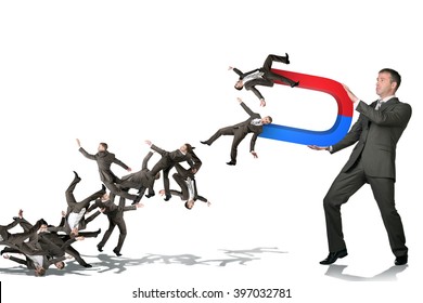 Businessman Catching People On Magnet