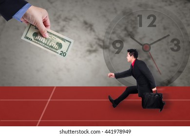 Businessman chase people with money metaphor