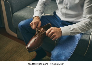 Businessman Clothes Shoes, Man Getting Ready For Work,groom Morning Before Wedding Ceremony