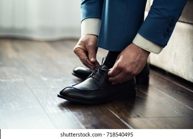 businessman clothes shoes, man getting ready for work,groom morning before wedding ceremony - Shutterstock ID 718540495