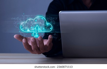 Businessman with cloud computing technology for data transmission, database, data storage and backup Concept of network and internet services Future business network concept - Powered by Shutterstock - Get 15% off with code: PIKWIZARD15