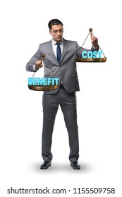 Businessman In Cost Benefit Balance Concept