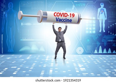 Businessman in covid-19 coronavirus vaccination concept