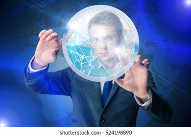 Businessman in data computing concept