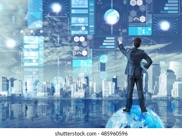 Businessman in data mining concept