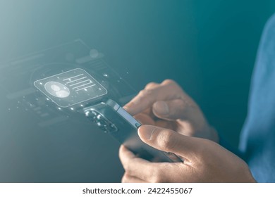 Businessman and Digital ID profile Card for Modern Business Authentication and Digital Security Privacy concept