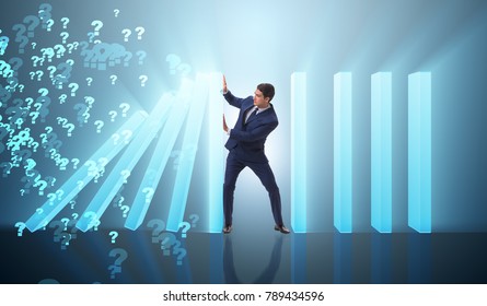 Businessman In Domino Effect Business Concept