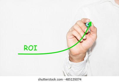 Businessman Draw Growing Graph Symbolize Growing ROI Return On Investment