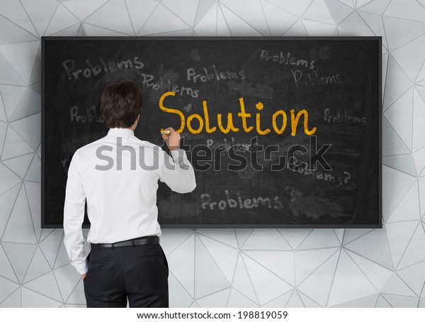 Businessman Drawing Flow Chart Problems Solutions Stock Photo (Edit Now ...
