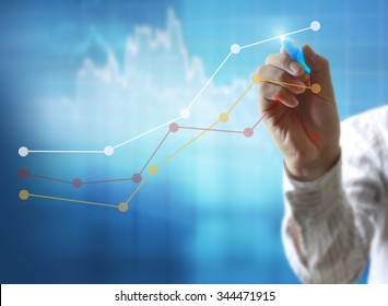 Businessman drawing graphics a growing graph