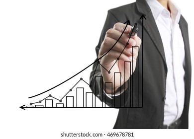 Businessman drawing graphics a growing graph - Shutterstock ID 469678781