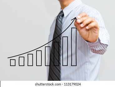 Businessman drawing a growth graph
