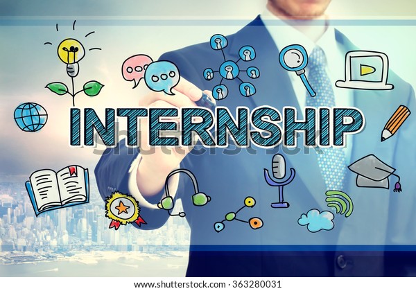 Businessman Drawing Internship Concept On Light Stock Photo 363280031 ...