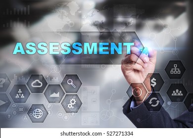 Businessman Is Drawing On Virtual Screen. Assessment Concept.