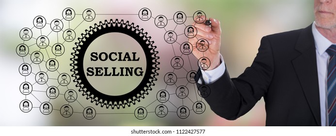 Businessman Drawing A Social Selling Concept