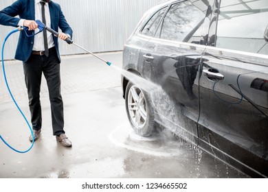 Businessman Dressed Suit Washing His Luxury Stock Photo 1234665502 ...