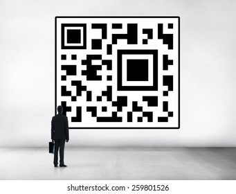 Businessman Encoding QR Code Planning Concept