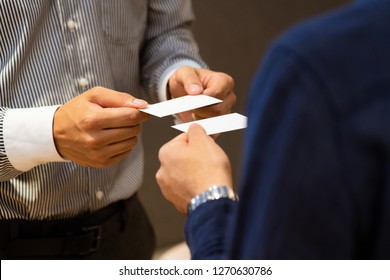 A Businessman Exchanging Business Cards