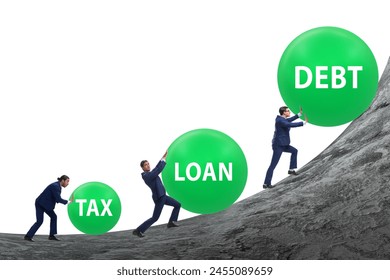 Businessman facing many different problems