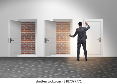 Businessman Facing No Exit Brick Door Stock Photo 2187397771 | Shutterstock