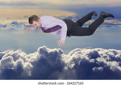 Businessman Falling Down Clouds Background Stock Photo 264227165 ...