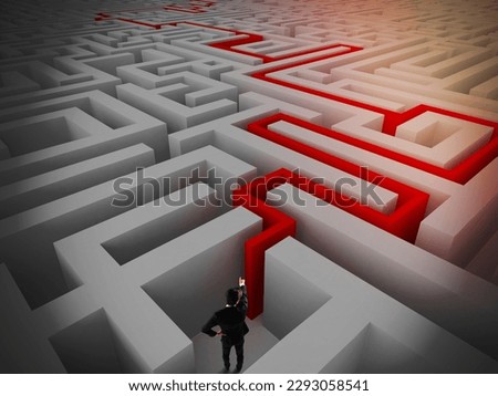 Businessman find the exit of a maze