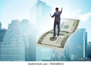 Businessman Flying On Hundred Dollar Banknote Stock Photo 1965180013 ...