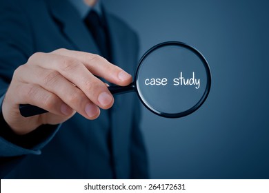 Businessman focused on case study. Businessman enlarge handwritten text case study.  - Shutterstock ID 264172631