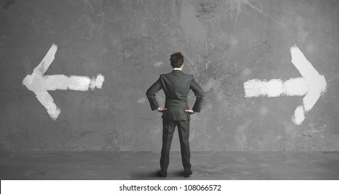 Businessman In Front Of A Choice