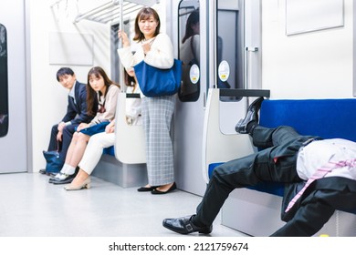 Businessman Getting Drunk On The Train