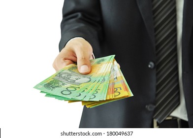 Businessman giving money  - Australian dollars