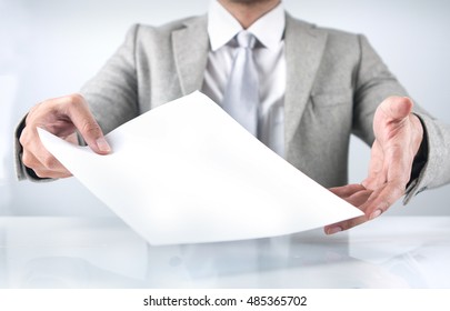 Businessman Giving Paper Stock Photo 485365702 | Shutterstock