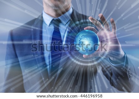 Businessman in globalisation global business concept