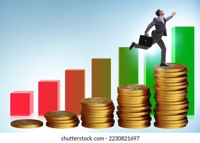 Businessman in the growth concept with coins chart - Shutterstock ID 2230821697