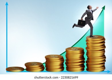 Businessman in the growth concept with coins chart - Shutterstock ID 2230821699