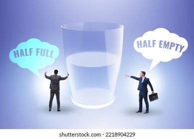 Businessman In Half Empty Half Full Glass Concept