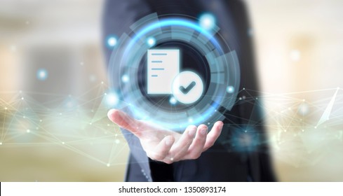 businessman hand with digital legal document approve concept - Shutterstock ID 1350893174