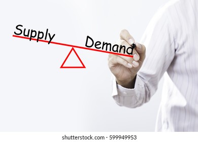 Businessman Hand Drawing Supply Demand Balance Stock Photo 599949953 ...