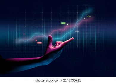 Businessman hand finance business chart of metaverse technology financial graph investment 