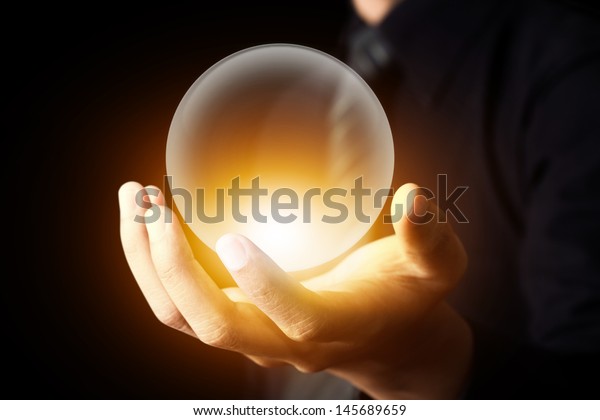 Businessman Hand Holding Crystal Ball Stock Photo (Edit Now) 145689659