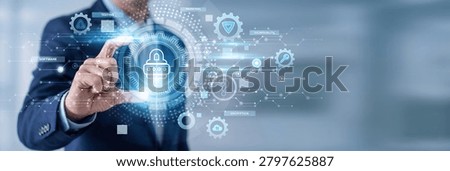 Businessman Hand Holding Secure Coding and development networking data, software security practices, vulnerability prevention systems, cybersecurity programming, safe application design
