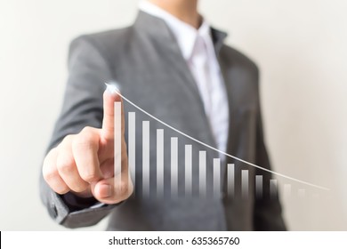 Businessman Hand Pointing Arrow Graph Step Up Growth Business And Financial Investment