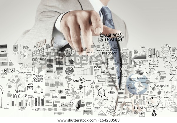 Businessman Hand Pointing Business Strategy Success Stock Photo ...