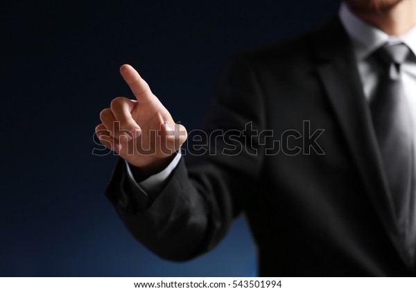 Businessman Hand Pointing Dark Background Stock Photo 543501994 ...