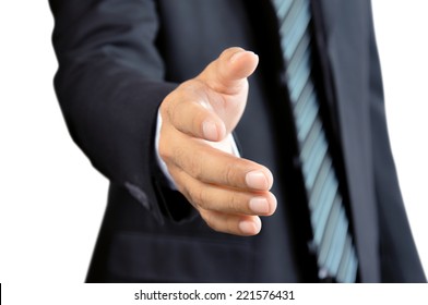 Businessman Hand Reaching Out Offering Handshake