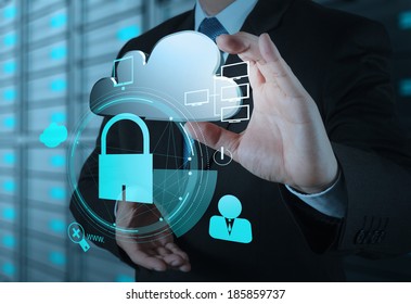 Businessman Hand Show 3d Cloud Icon With Padlock As Internet Security Online Business Concept 