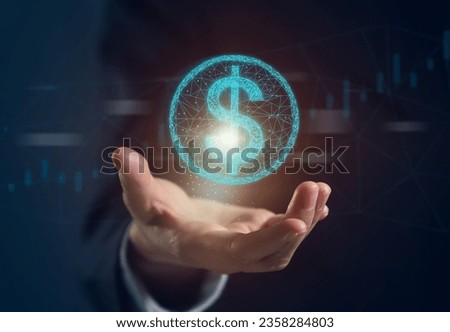 Businessman hand showing dollar symbol.