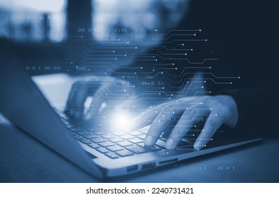 Businessman hand touch with Code html and programming on screen laptop,Programmer development Computer code,web design coding technology in software, digital software technology development, IoT